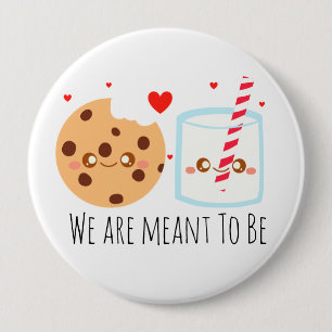 Cute Chocolate Chip Cookie And Glass Of Milk 10 Cm Round Badge