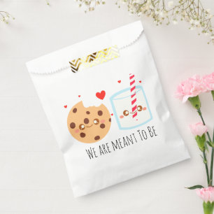 Cute Chocolate Chip Cookie And Glass Of Milk Favour Bag
