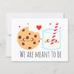 Cute Chocolate Chip Cookie And Glass Of Milk Postcard