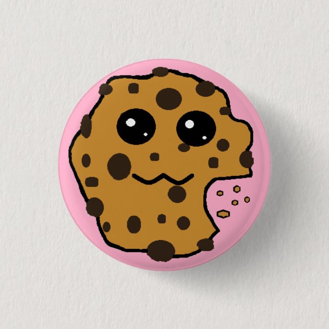 Cute chocolate chip cookie pink 3 cm round badge (Front)