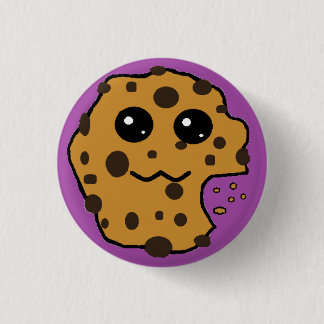 Cute chocolate chip cookie purple 3 cm round badge