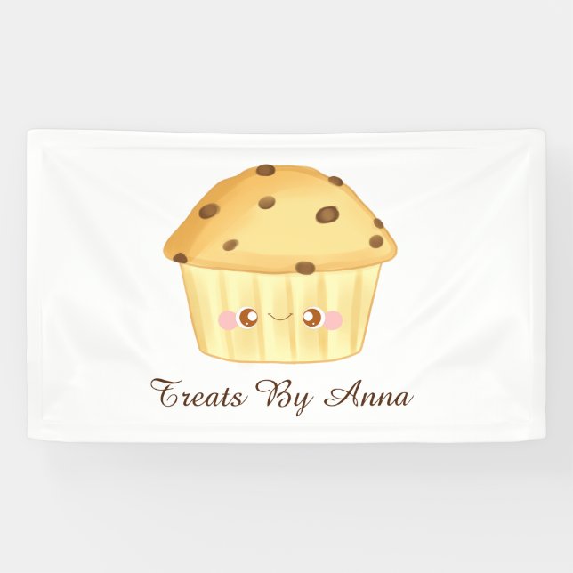 Cute Chocolate Chip Muffin Banner (Horizontal)