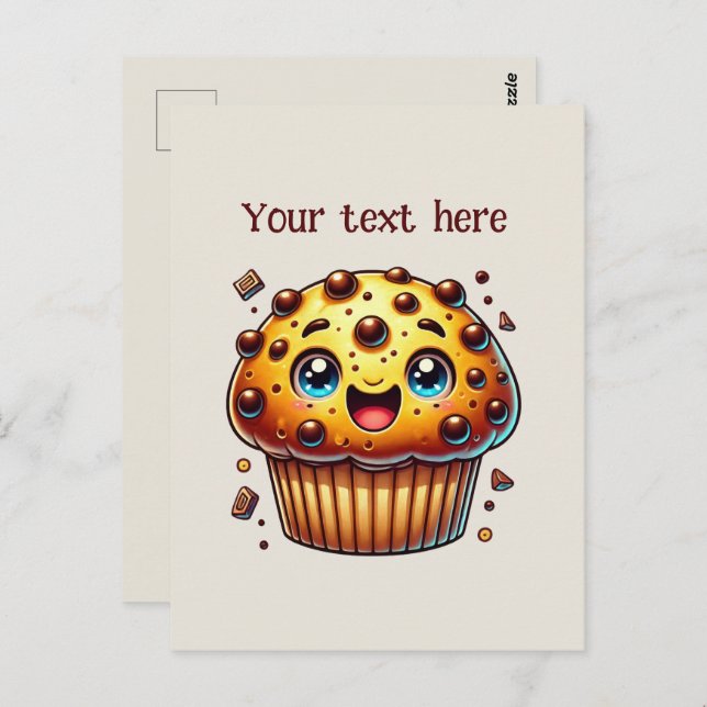 Cute chocolate chip muffin customise  postcard (Front/Back)
