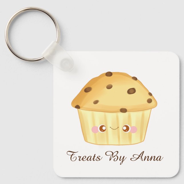 Cute Chocolate Chip Muffin Key Ring (Front)