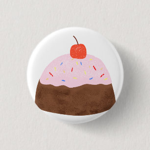 Cute Chocolate Cupcake With Cherry Birthday Gift 3 Cm Round Badge