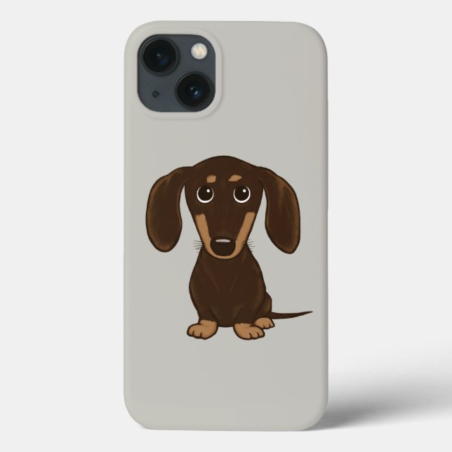 Cute Chocolate Dachshund | Cartoon Wiener Dog Case-Mate iPhone Case (Back)