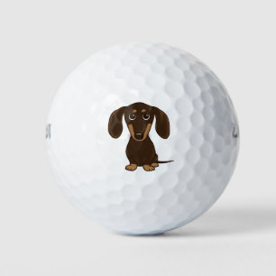 Cute Chocolate Dachshund Cartoon Wiener Dog Golf Balls