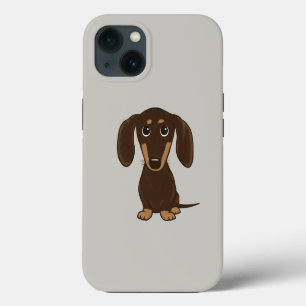 Cute Chocolate Dachshund Cartoon Wiener Dog iPhone 13 Case