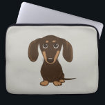 Cute Chocolate Dachshund | Cartoon Wiener Dog Laptop Sleeve<br><div class="desc">Cute Cartoon Doxie</div>