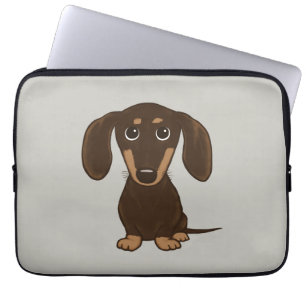 Cute Chocolate Dachshund   Cartoon Wiener Dog Laptop Sleeve