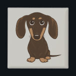 Cute Chocolate Dachshund | Cartoon Wiener Dog Magnet<br><div class="desc">Cute Dachshund Magnet</div>