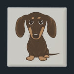 Cute Chocolate Dachshund | Cartoon Wiener Dog Magnet<br><div class="desc">Cute Dachshund Magnet</div>