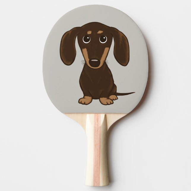 Cute Chocolate Dachshund | Cartoon Wiener Dog Ping Pong Paddle (Front)
