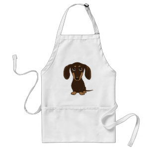 Cute Chocolate Dachshund   Cartoon Wiener Dog Standard Apron