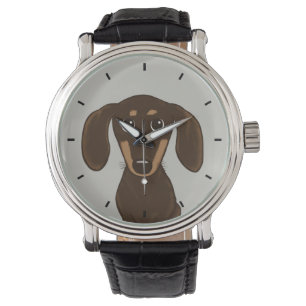 Cute Chocolate Dachshund   Cartoon Wiener Dog Watch
