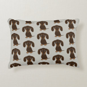 Cute Chocolate Dachshunds Pattern Decorative Cushion