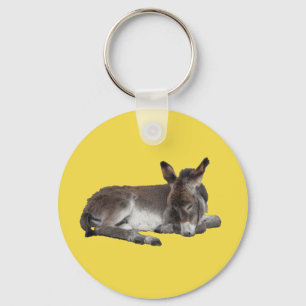 Cute chocolate donkey baby foal sleeping key ring