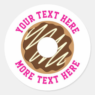 Cute chocolate donut with icing custom classic round sticker