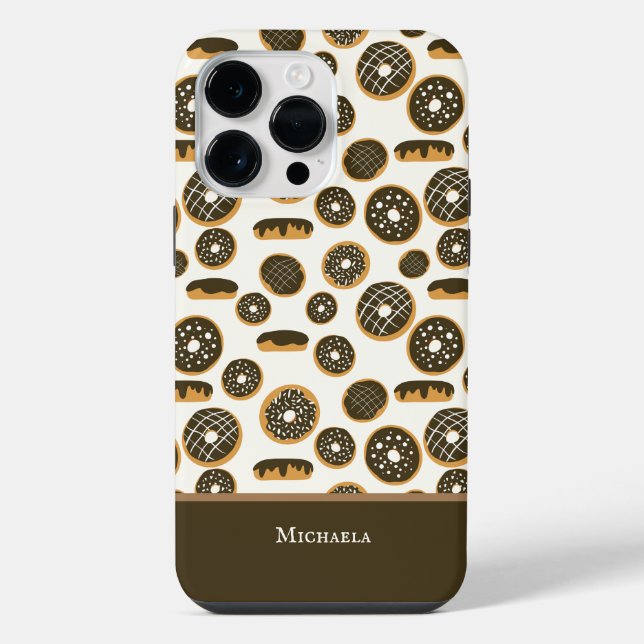 Cute Chocolate Doughnut Pattern Pastry iPhone Case (Back)