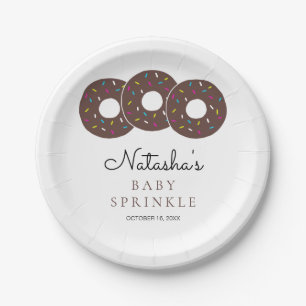 Cute Chocolate Doughnuts Baby Shower Sprinkle Paper Plate