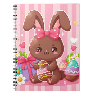 Cute chocolate Easter bunny with pink stripes Notebook