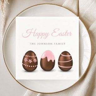 Cute Chocolate Eggs Happy Easter Napkin
