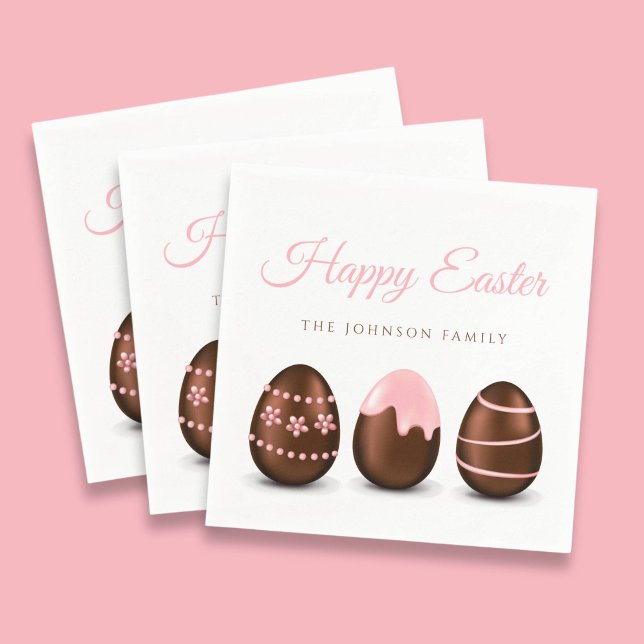 Cute Chocolate Eggs Happy Easter Napkin (Cute Chocolate Eggs Happy Easter Napkins)
