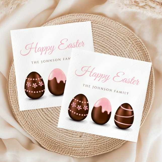 Cute Chocolate Eggs Happy Easter Napkin (Cute Chocolate Eggs Happy Easter Napkins)