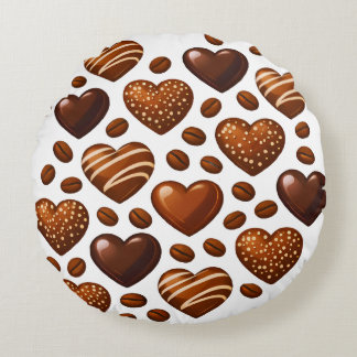 Cute Chocolate Hearts Pillow - Round Candy Love