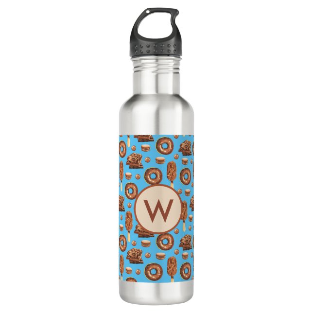 Cute Chocolate Ice Cream Doughnuts Monogram  710 Ml Water Bottle (Front)