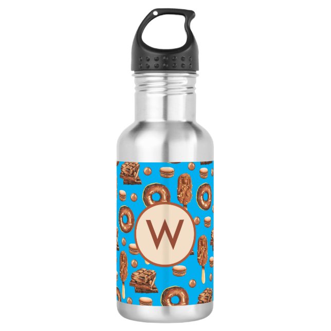 Cute Chocolate Ice Cream Doughnuts Monogram 710 Ml Water Bottle (Front)