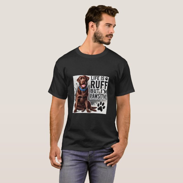 Cute Chocolate Lab Portrait T-Shirt (Front Full)