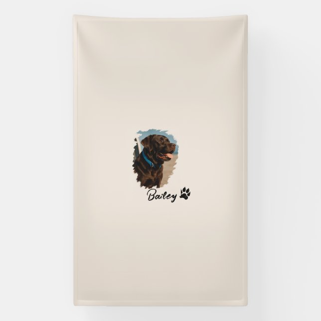 Cute Chocolate Labrador Dog – Bailey | Pet Gift Banner (Vertical)