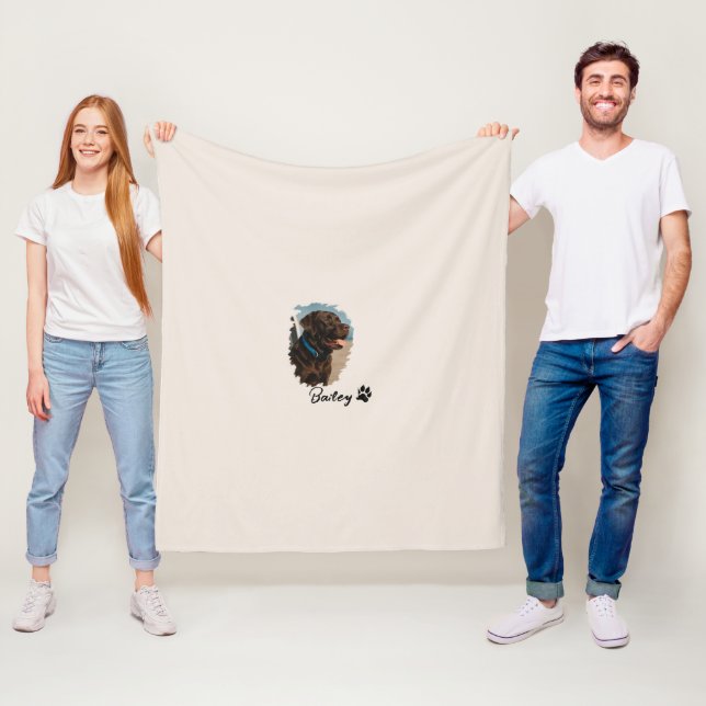 Cute Chocolate Labrador Dog – Bailey | Pet Gift Fleece Blanket (In Situ)