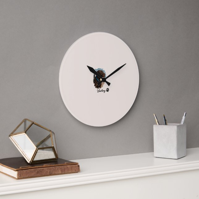 Cute Chocolate Labrador Dog – Bailey | Pet Gift Large Clock (Office)