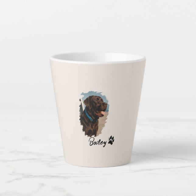 Cute Chocolate Labrador Dog – Bailey | Pet Gift Latte Mug (Front)