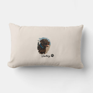 Cute Chocolate Labrador Dog – Bailey   Pet Gift Lumbar Cushion