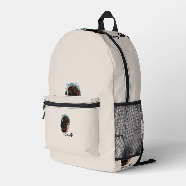 Cute Chocolate Labrador Dog – Bailey | Pet Gift Printed Backpack (Back Corner Right)