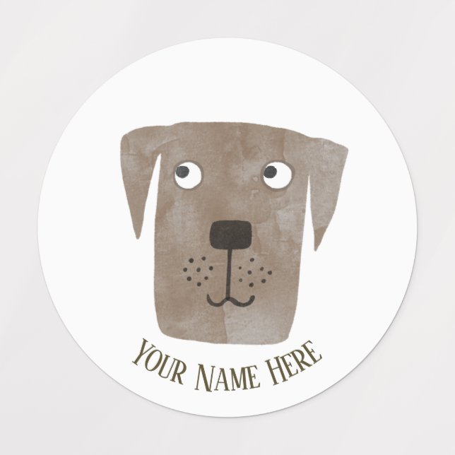 Cute Chocolate Labrador Retriever Dog Custom Name (Design 1)