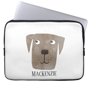 Cute Chocolate Labrador Retriever Dog Custom Name Laptop Sleeve