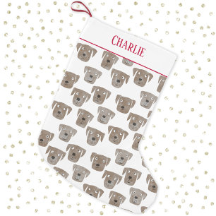 Cute Chocolate Labrador Retriever Dog Custom Name Small Christmas Stocking