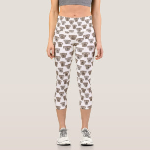 Cute Chocolate Labrador Retriever Dog Pattern Capri Leggings