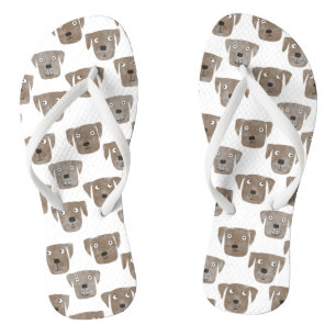 Cute Chocolate Labrador Retriever Dog Pattern Thongs