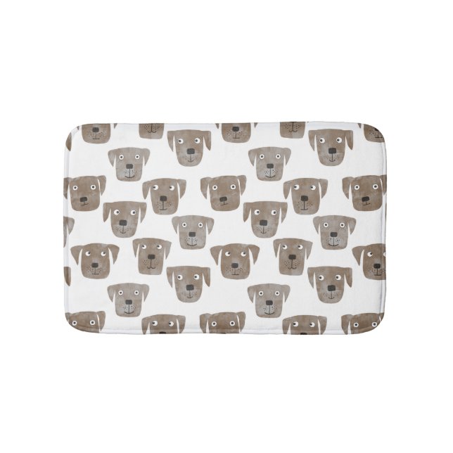 Cute Chocolate Labrador Retriever Dog Watercolor Bath Mat (Front)