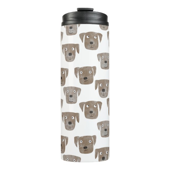 Cute Chocolate Labrador Retriever Dog Watercolor Thermal Tumbler (Front)