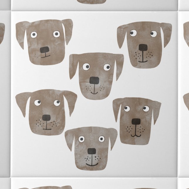 Cute Chocolate Labrador Retriever Dogs Ceramic Tile (Fun Chocolate Labrador Retriever Dog ceramic tile)