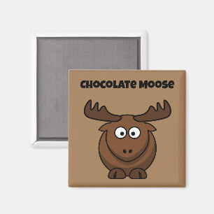 Cute Chocolate Moose, Funny Dessert Pun Cartoon Magnet