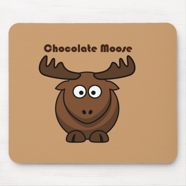 Cute Chocolate Moose,  Funny Dessert Pun Cartoon Mouse Pad (Front)