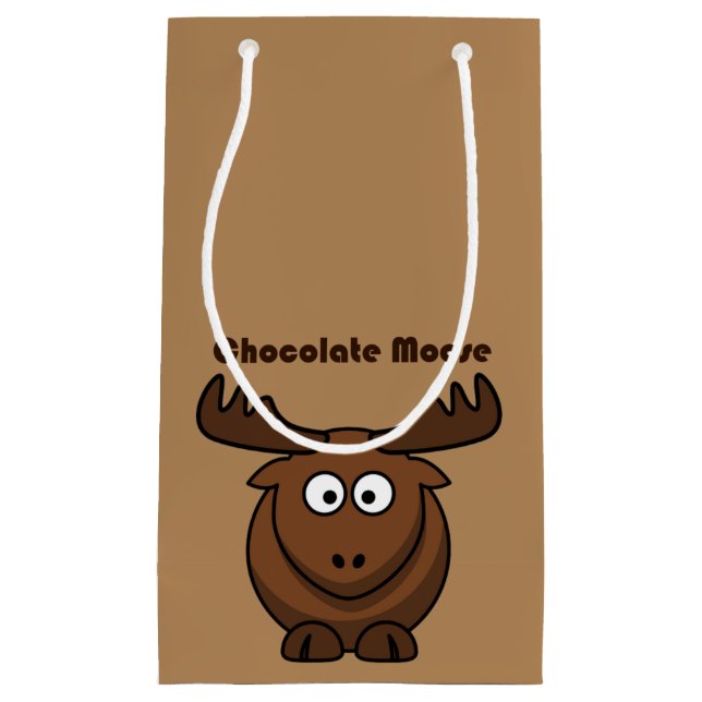 Cute Chocolate Moose,  Funny Dessert Pun Cartoon Small Gift Bag (Front)