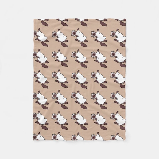 Cute chocolate point Siamese cat pattern Fleece Blanket (Front)